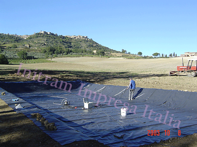 Impermeabilizzazione impianto di fitodepurazione a flusso sommerso orizzontale per cantina a Montalcino, Siena